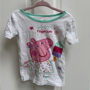 Peppa Pig 3T Girls White Sweeter Together Ice Pop Short Sleeve Shirt Pajama Top